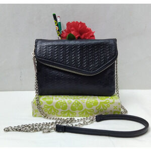 HOBO The Original Black Leather Chain Strap Zipper Small Crossbody Bag